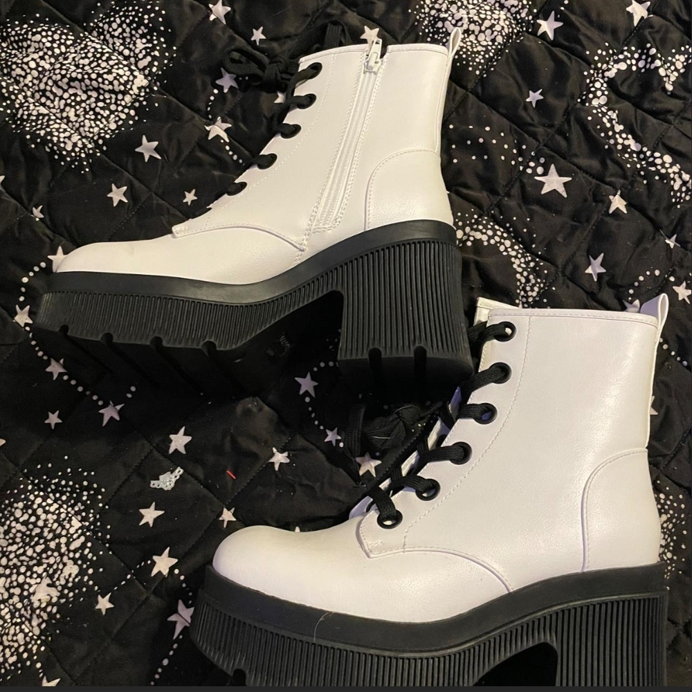Women's White Platform Ankle Boots